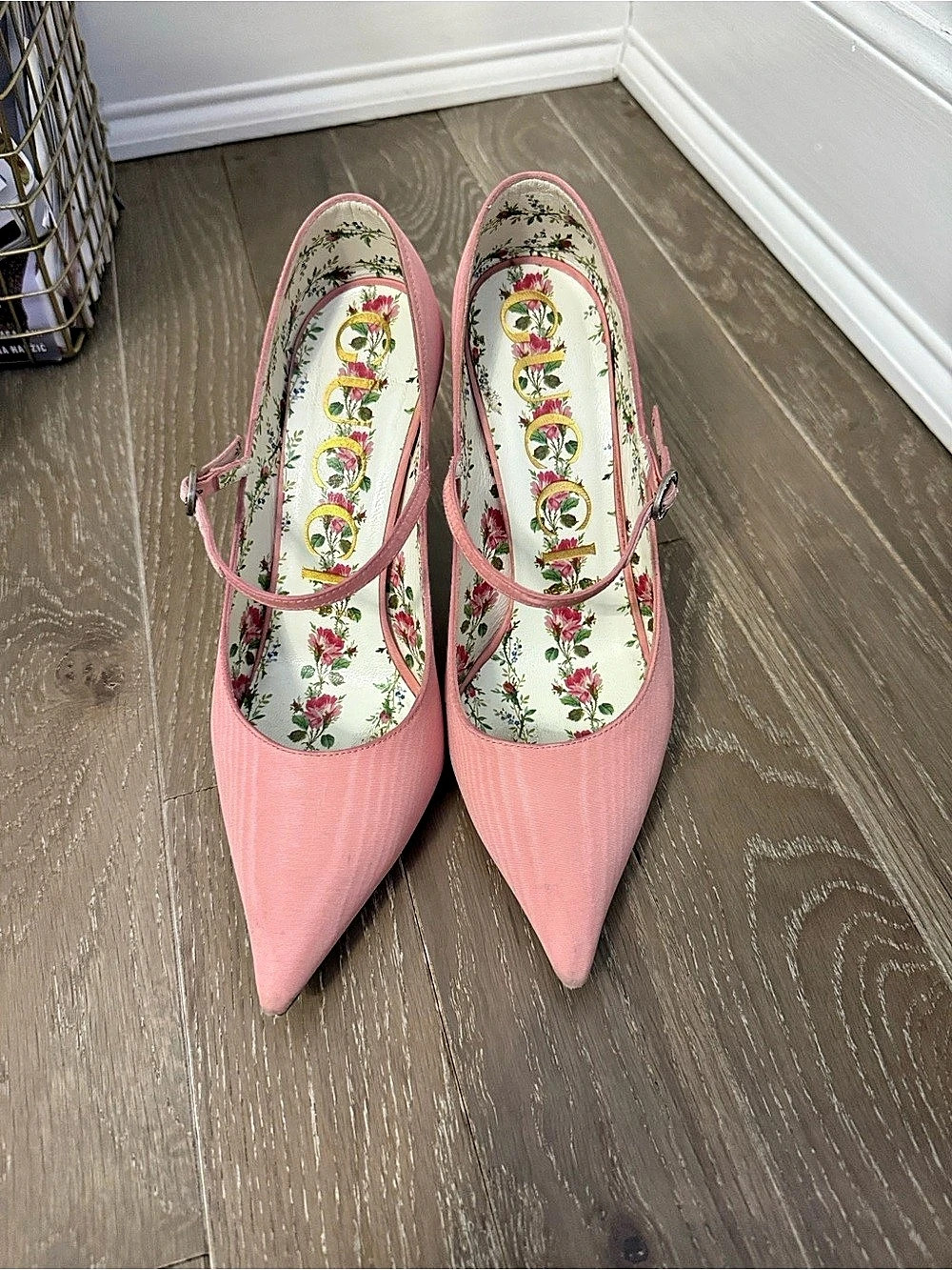 Gucci Virginia Pink Lace Mary Jane Pumps